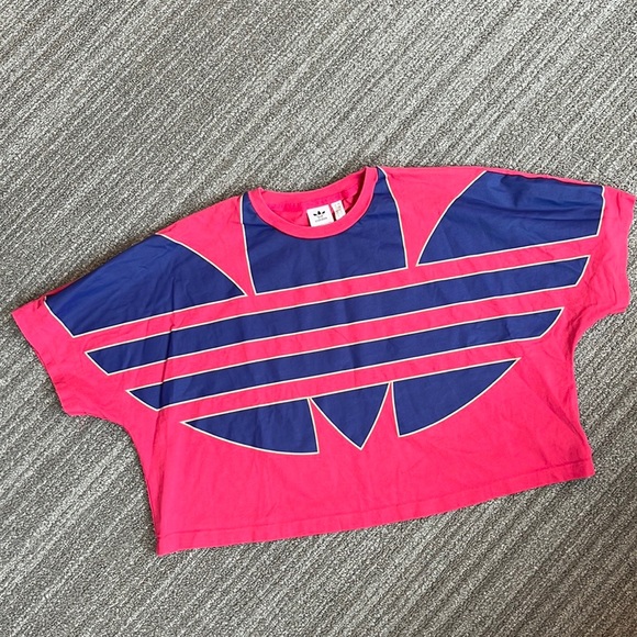 Adidas Crop Top Tee Shirt T-Shirt Trefoil Adicolor Originals L Large - Picture 2 of 6
